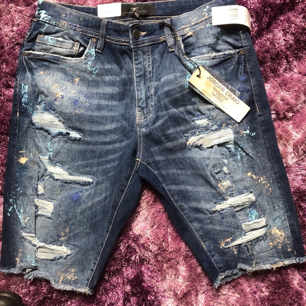Jordan Craig Blue Distressed Jean Shorts
